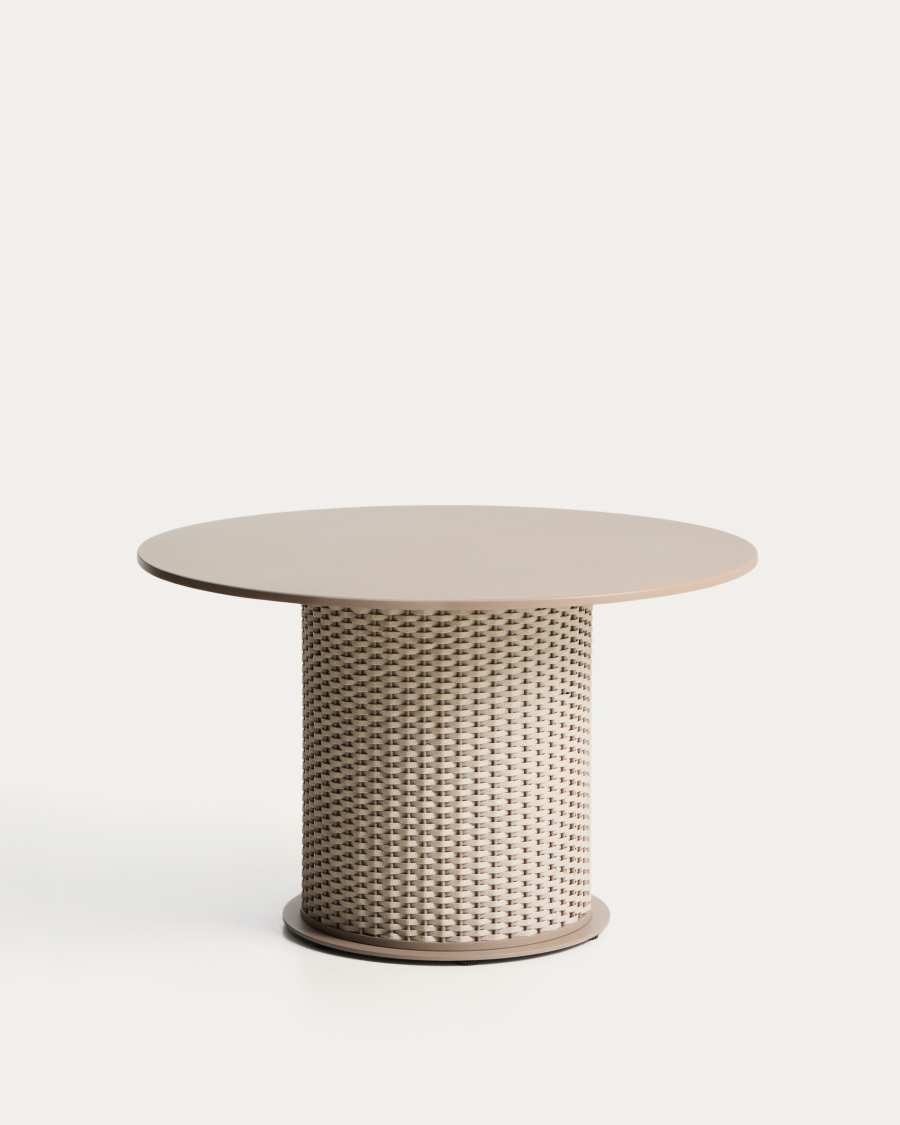 Sedalis taupe outdoor table in aluminium and rope cord Ø120cm