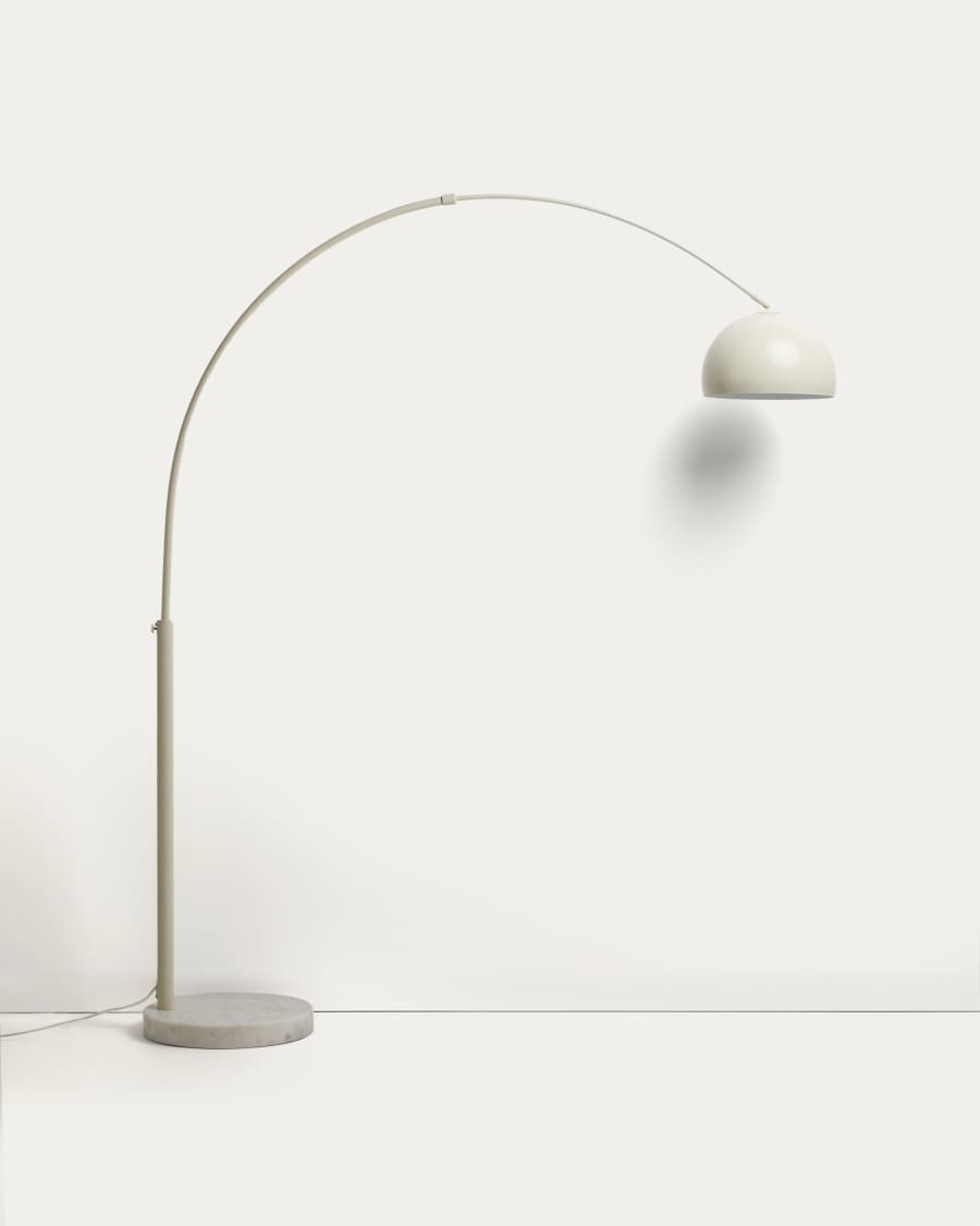 Madali floor lamp in steel with white finish and white marble