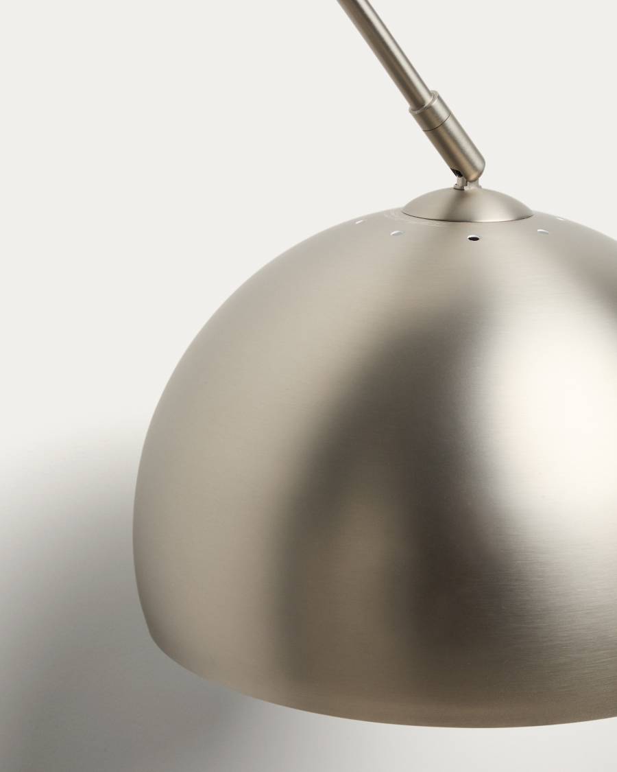 Madali floor lamp in steel with brushed silver finish and white marble