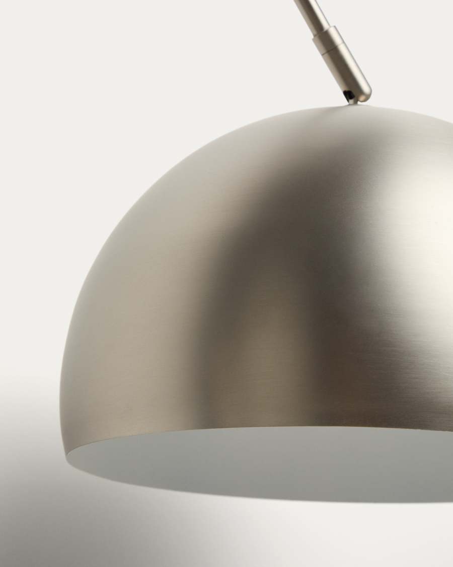 Madali floor lamp in steel with brushed silver finish and white marble