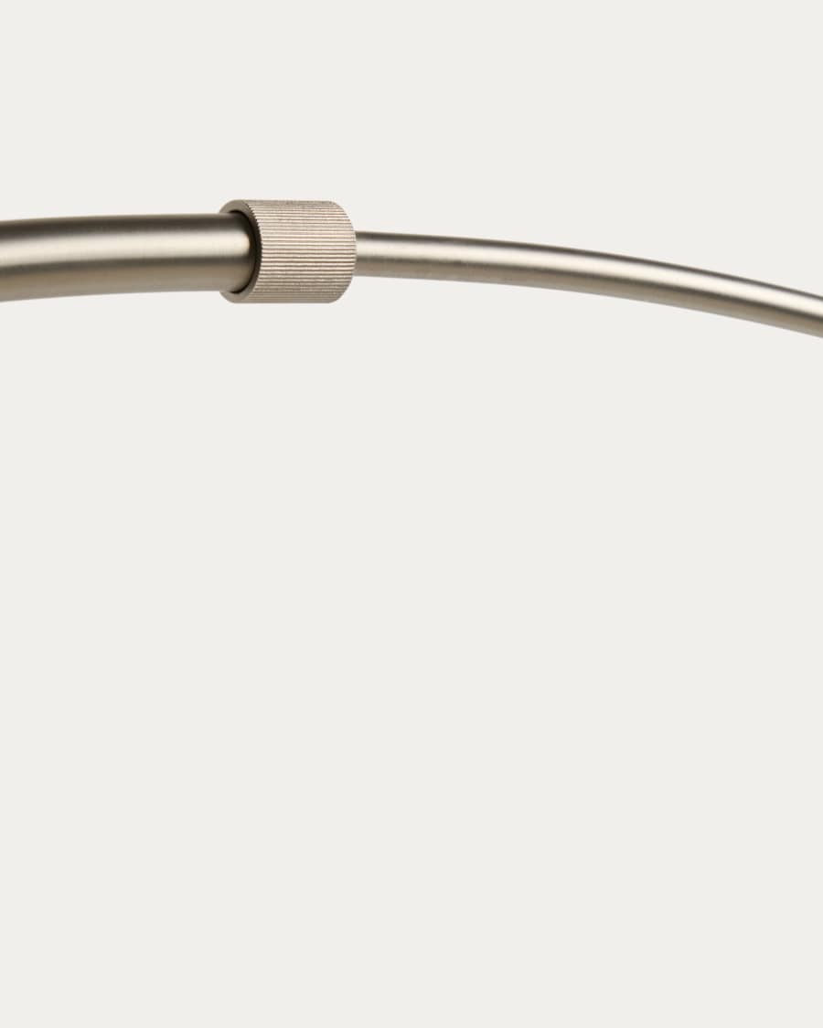 Madali floor lamp in steel with brushed silver finish and white marble