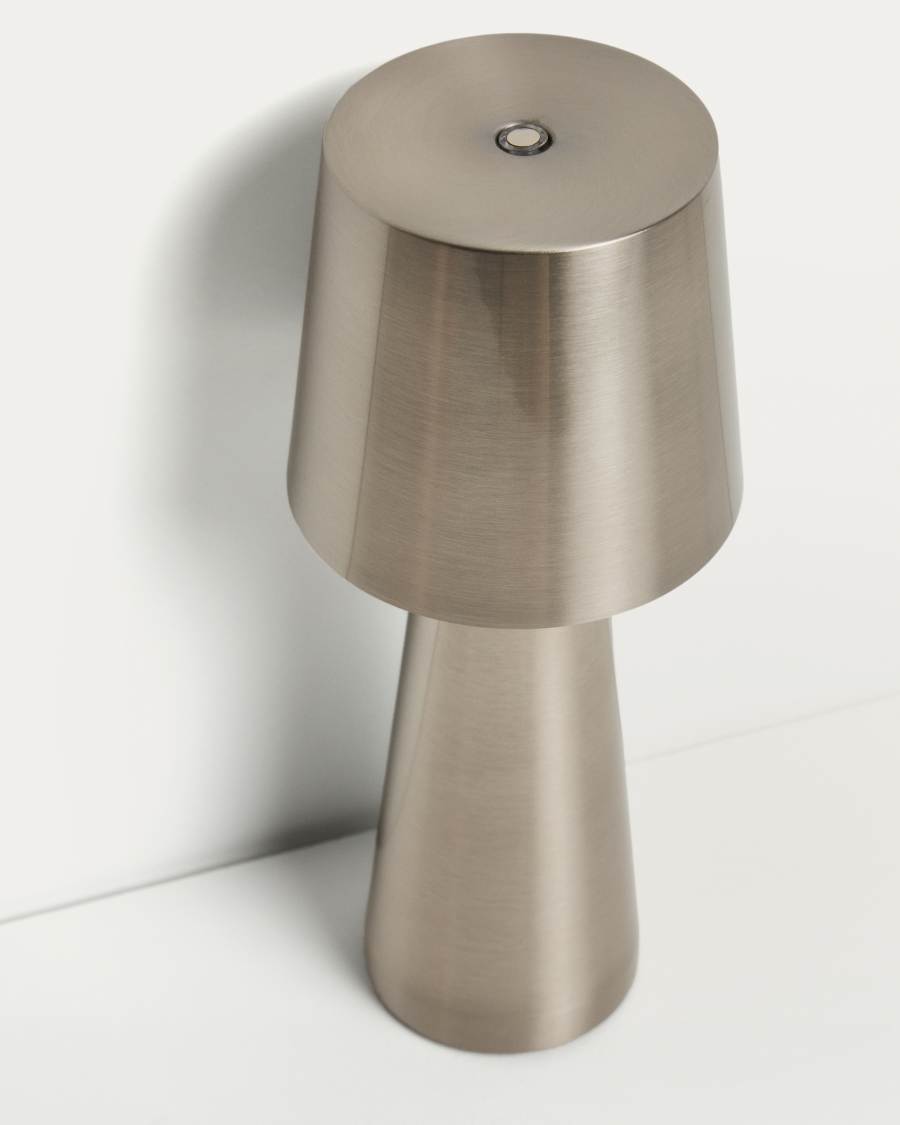Arenys small table lamp in metal with a shiny silver finish