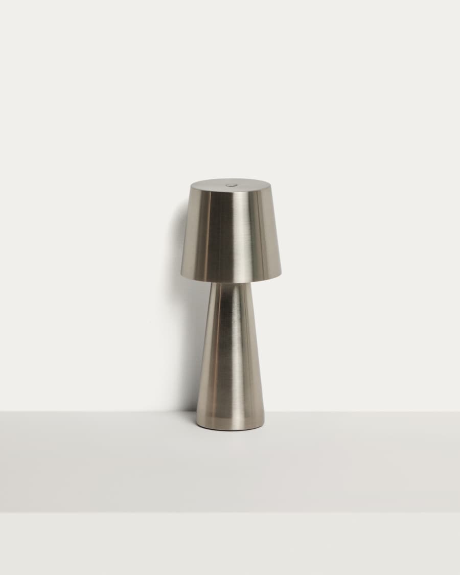 Arenys small table lamp in metal with a shiny silver finish