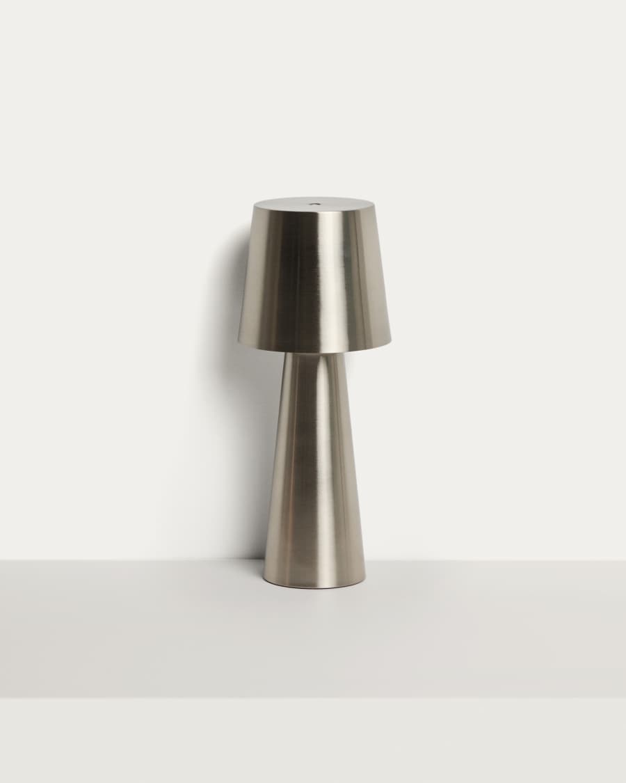 Arenys large table lamp in metal with a shiny silver finish