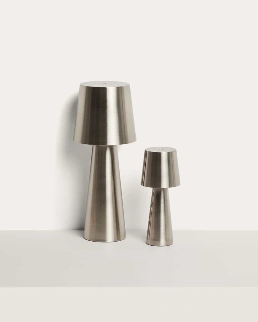 Arenys large table lamp in metal with a shiny silver finish