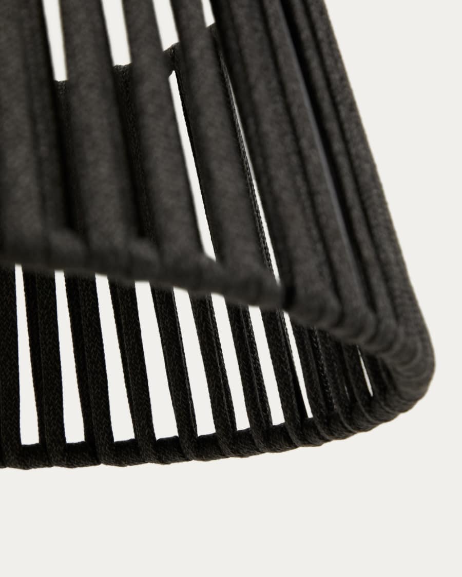 Σκίαστρο οροφής Aldet από πλακέ σχοινί μαύρο, Ø46 εκ.