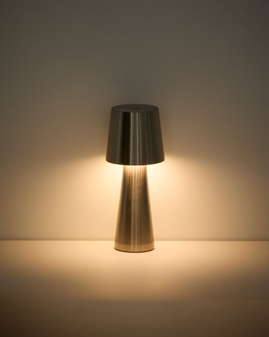 Arenys small table lamp in metal with a shiny silver finish