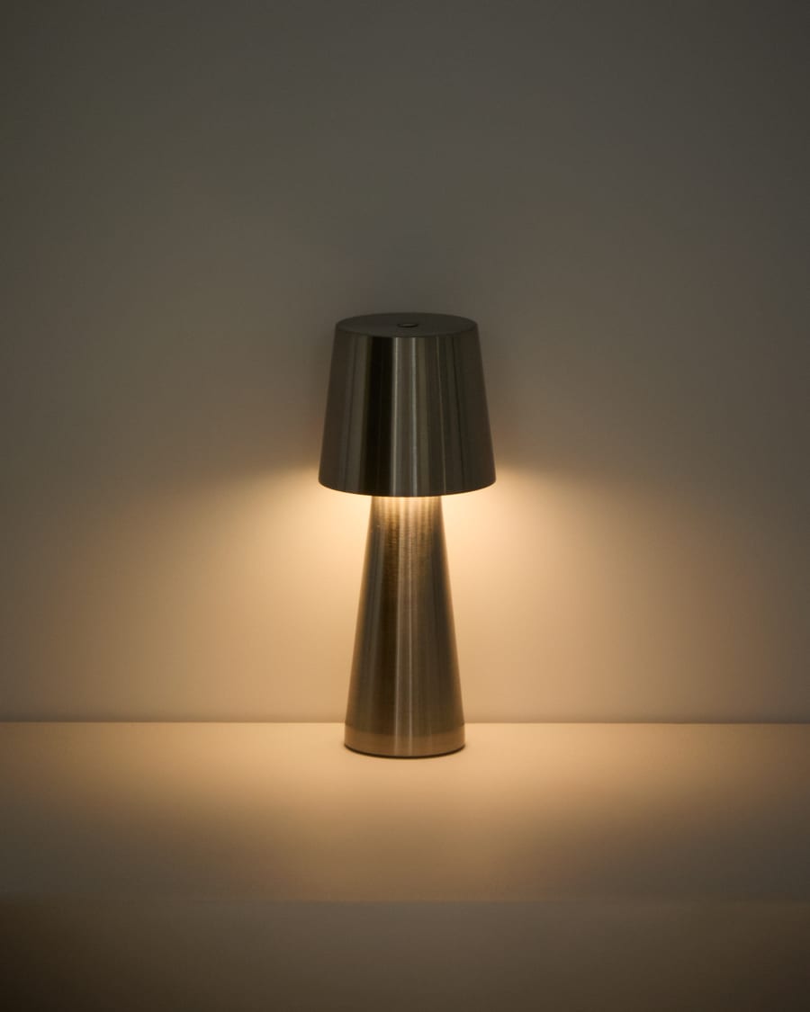Arenys small table lamp in metal with a shiny silver finish
