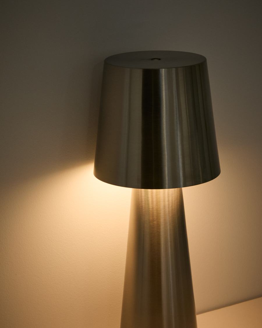 Arenys large table lamp in metal with a shiny silver finish