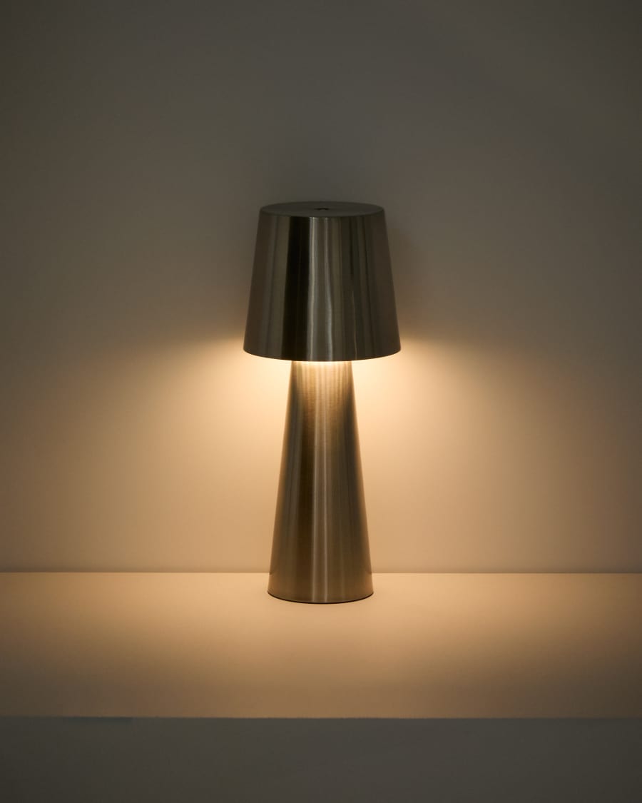 Arenys large table lamp in metal with a shiny silver finish