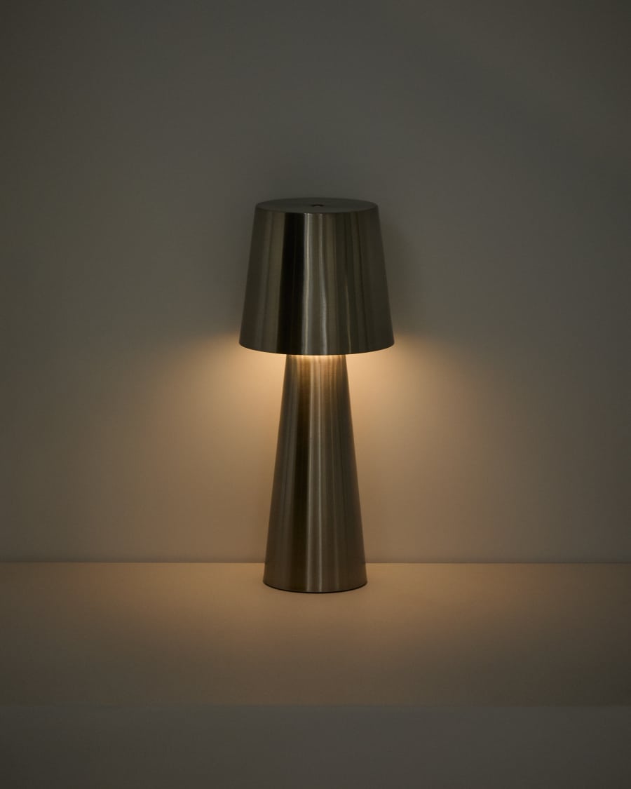 Arenys large table lamp in metal with a shiny silver finish