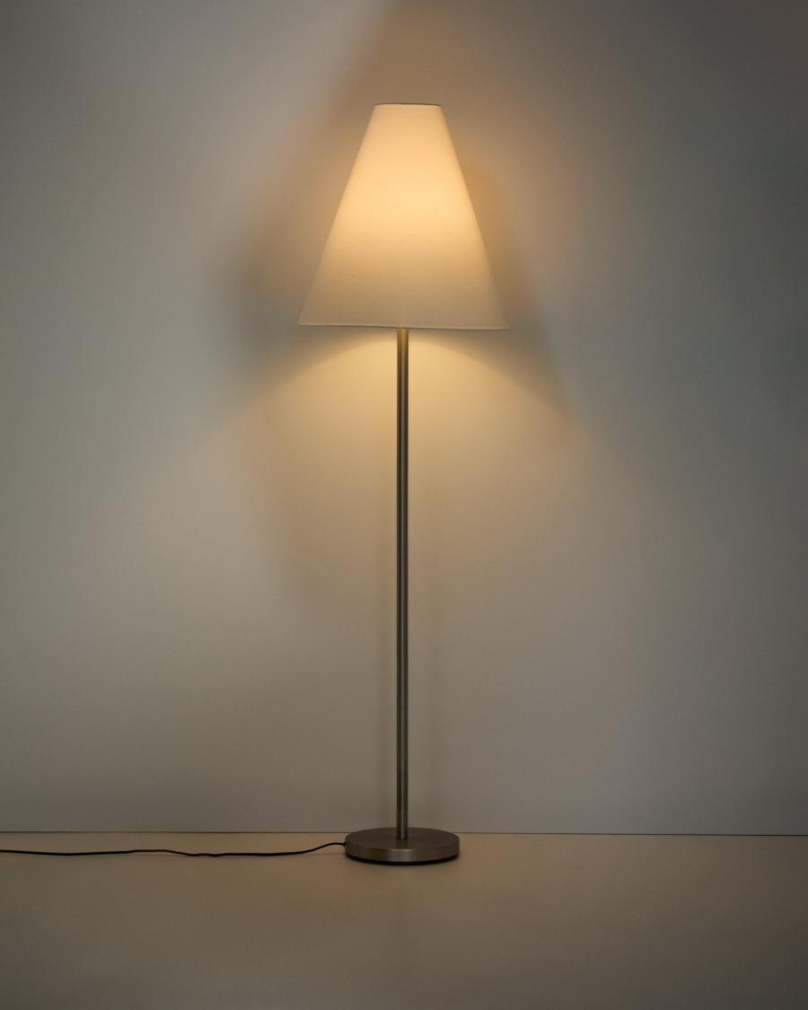 Lampada da terra in metallo Navat con finitura argentata spazzolata