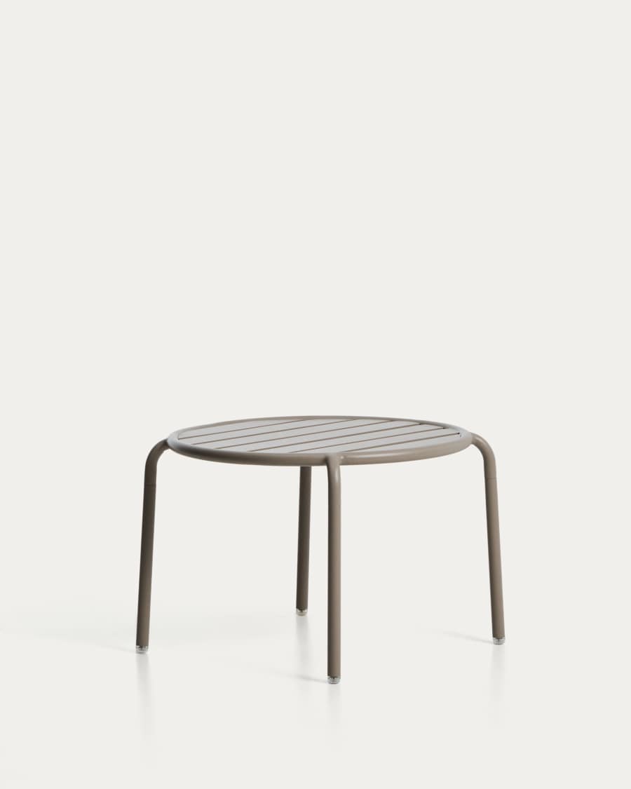 Βοηθητικό τραπέζι εξωτερικού χώρου Joncols από αλουμίνιο με βαμμένο μπεζ φινίρισμα, Ø 60 εκ