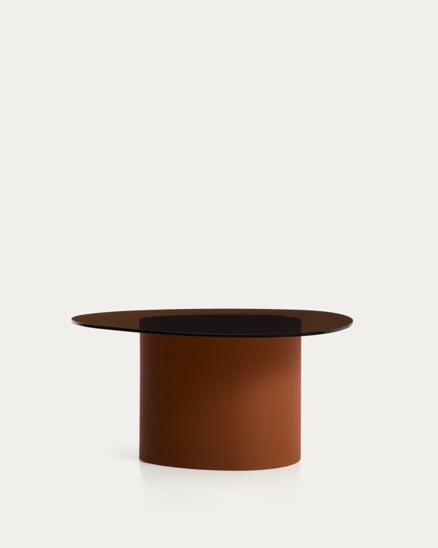 Table basse Olir en verre trempé et acier marron 82 x 74 cm