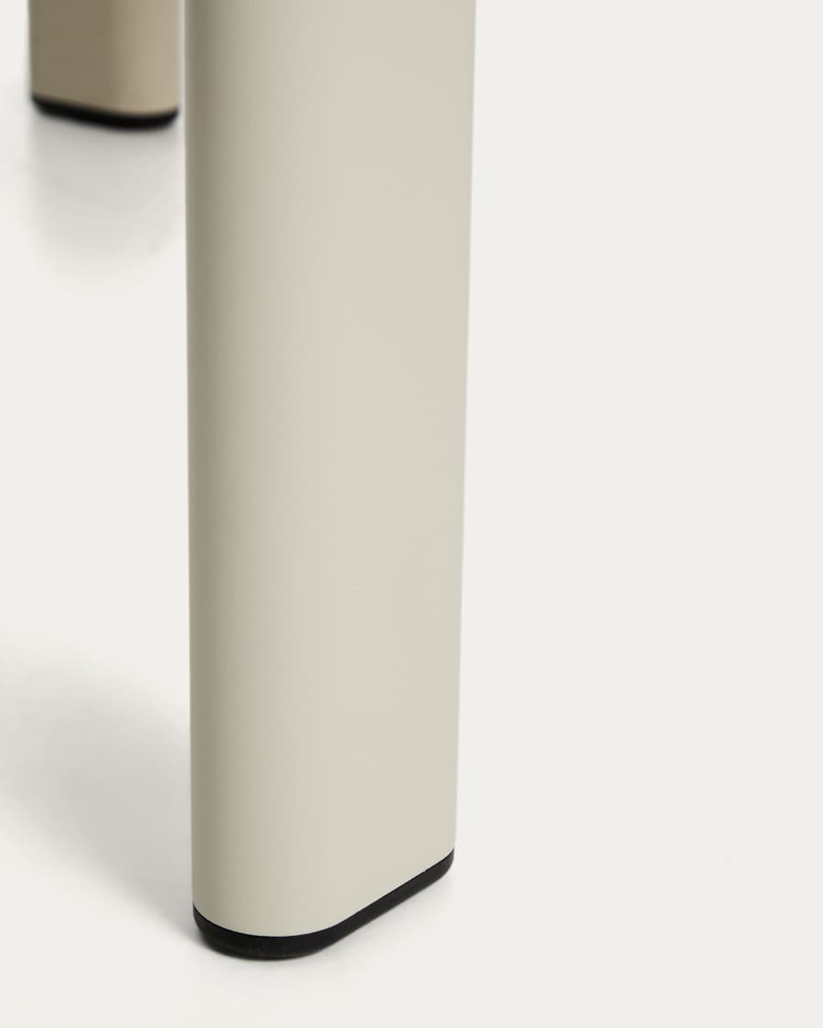 Τραπέζι Erice από αλουμίνιο και γυαλί σε χρώμα εκρού Ø120 εκ