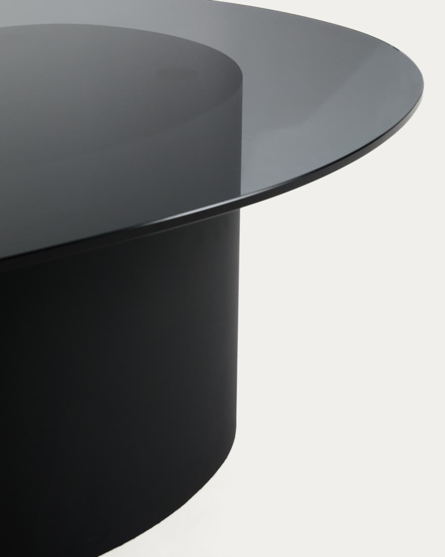 Table basse Olir en verre trempé et acier noir 82 x 74 cm