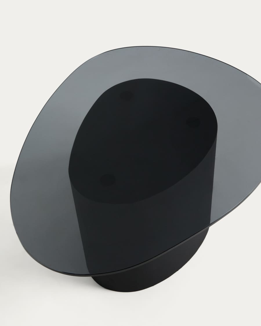 Table basse Olir en verre trempé et acier noir 82 x 74 cm