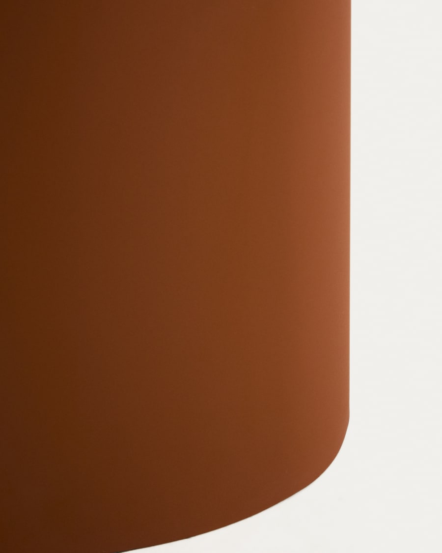 Table d’appoint Olir en verre trempé et acier marron 48 x 46,8 cm