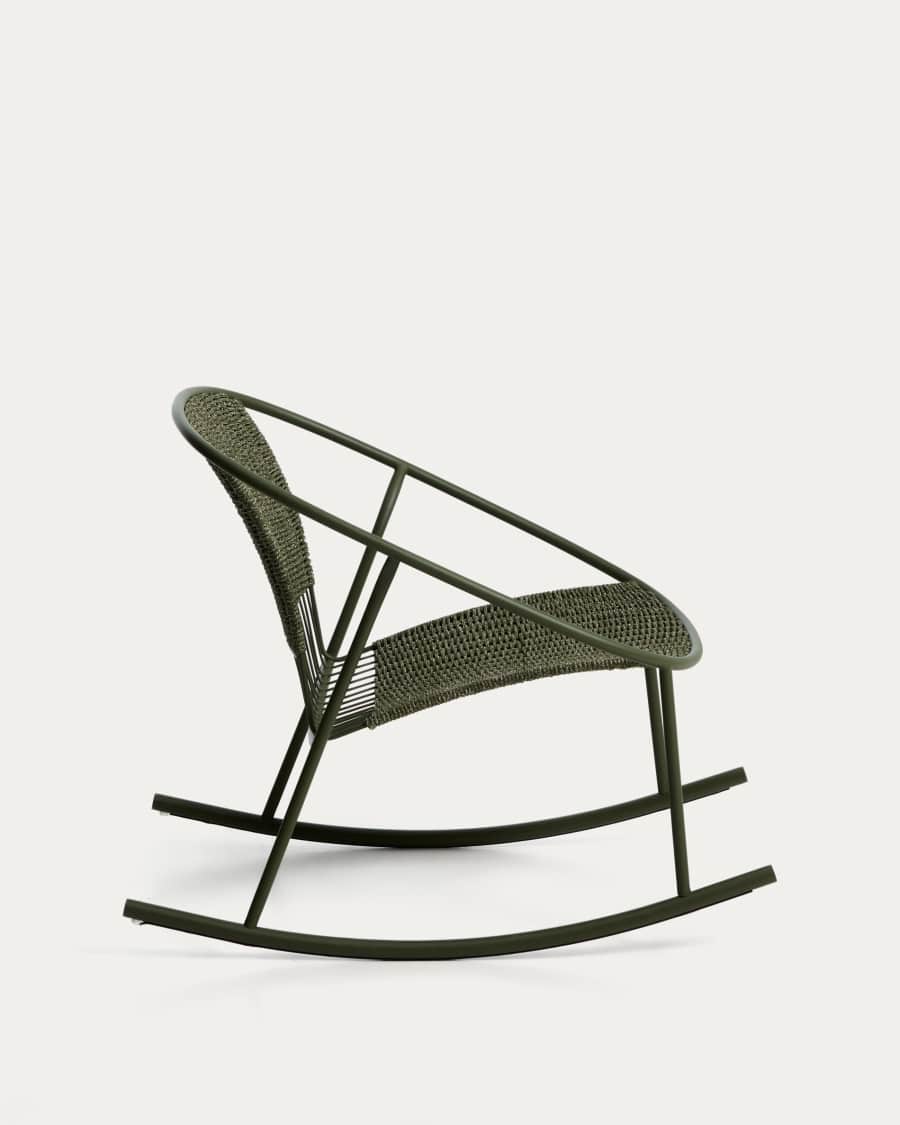 Κουνιστή καρέκλα Atrani από γαλβανισμένο ατσάλι και πράσινο σκοινί