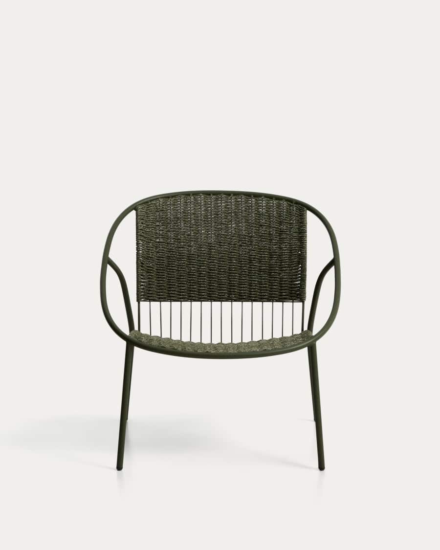 Στοιβαζόμενη πολυθρόνα Atrani από γαλβανισμένο ατσάλι και πράσινο σκοινί
