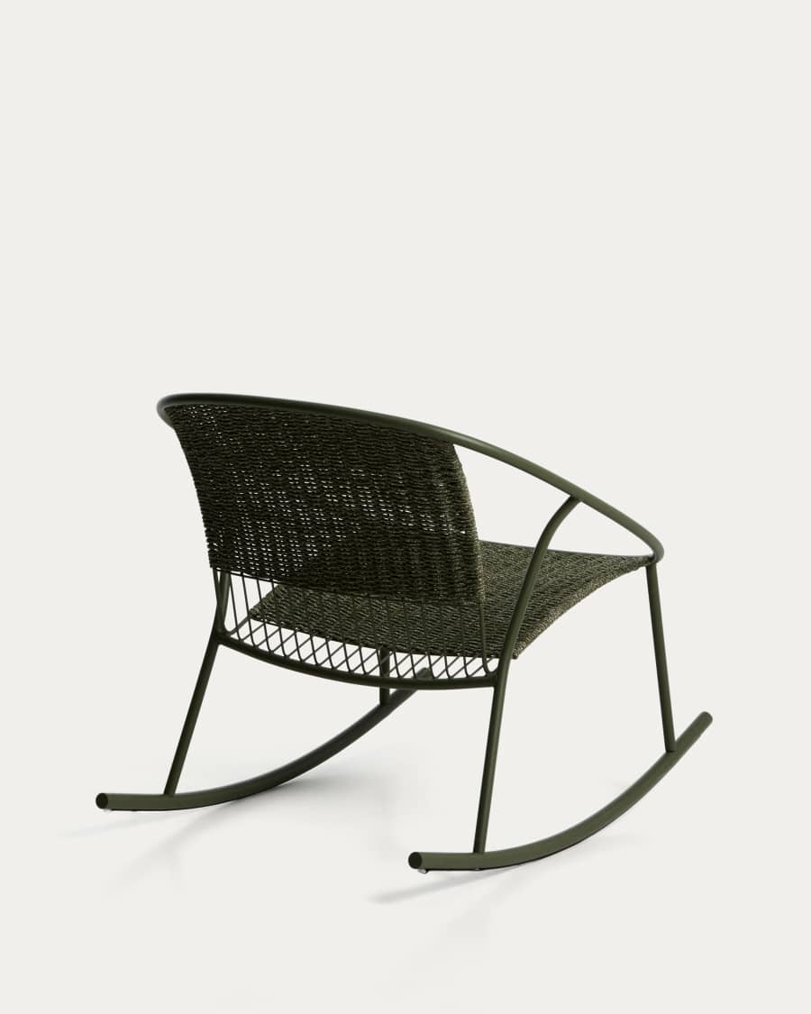 Κουνιστή καρέκλα Atrani από γαλβανισμένο ατσάλι και πράσινο σκοινί