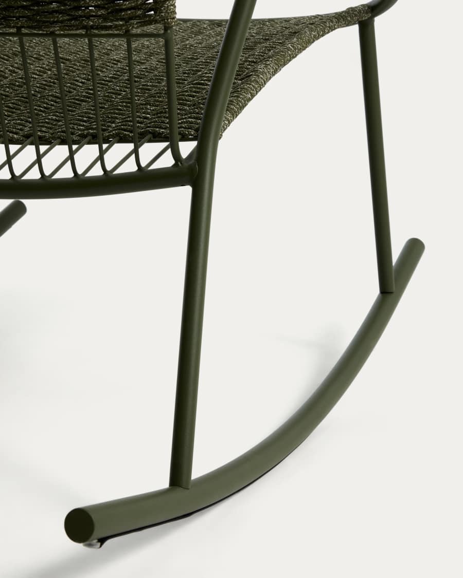 Κουνιστή καρέκλα Atrani από γαλβανισμένο ατσάλι και πράσινο σκοινί