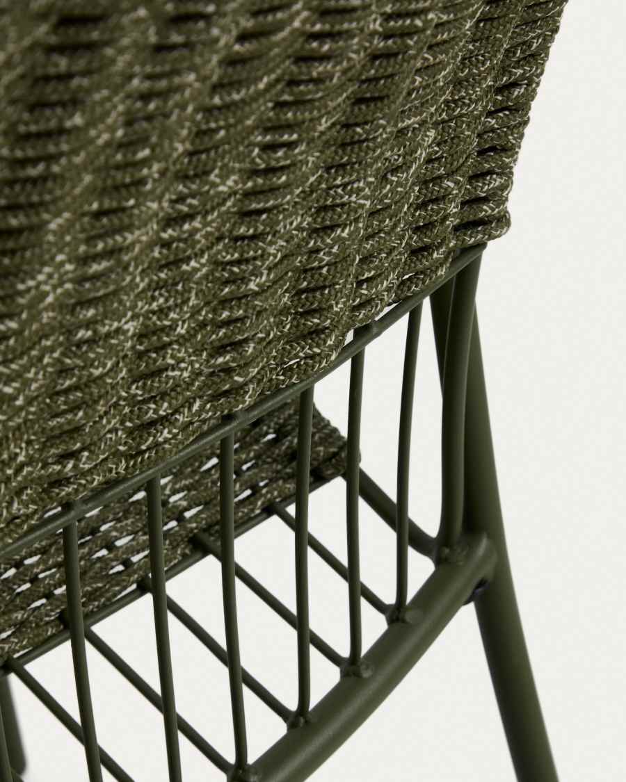 Στοιβαζόμενη καρέκλα Atrani από γαλβανισμένο ατσάλι και πράσινο σκοινί