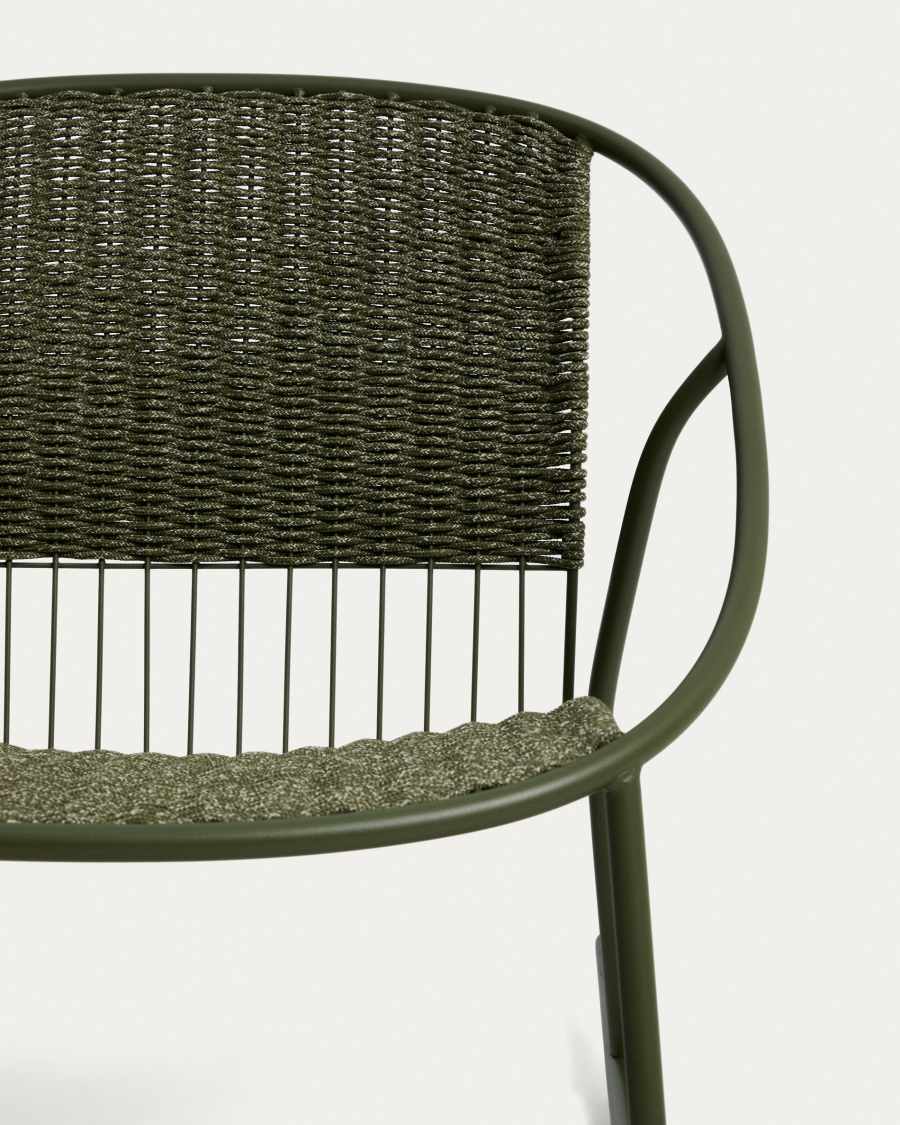 Κουνιστή καρέκλα Atrani από γαλβανισμένο ατσάλι και πράσινο σκοινί