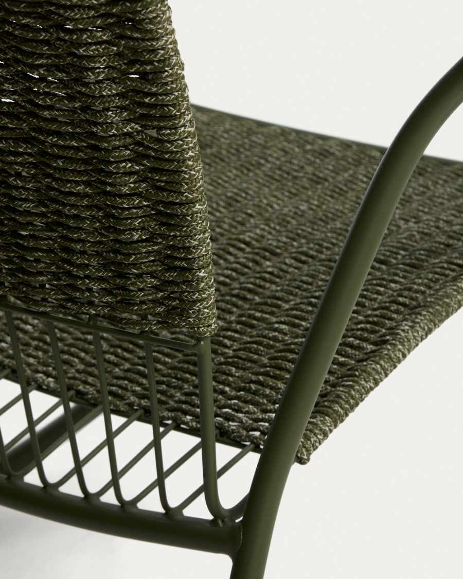 Κουνιστή καρέκλα Atrani από γαλβανισμένο ατσάλι και πράσινο σκοινί
