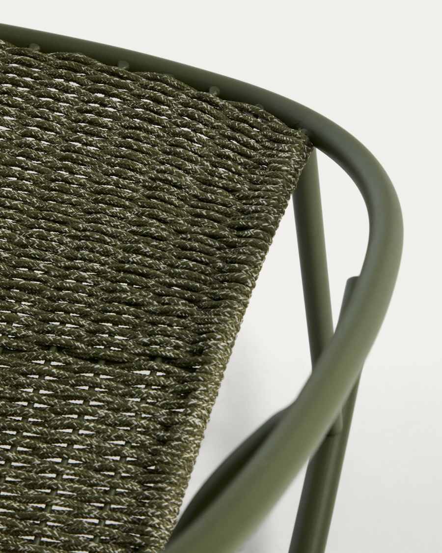 Κουνιστή καρέκλα Atrani από γαλβανισμένο ατσάλι και πράσινο σκοινί