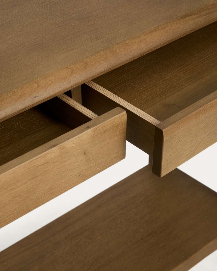 Arelida sideboard made of oak veneer and solid oak wood with light brown finish 80 x 35cm