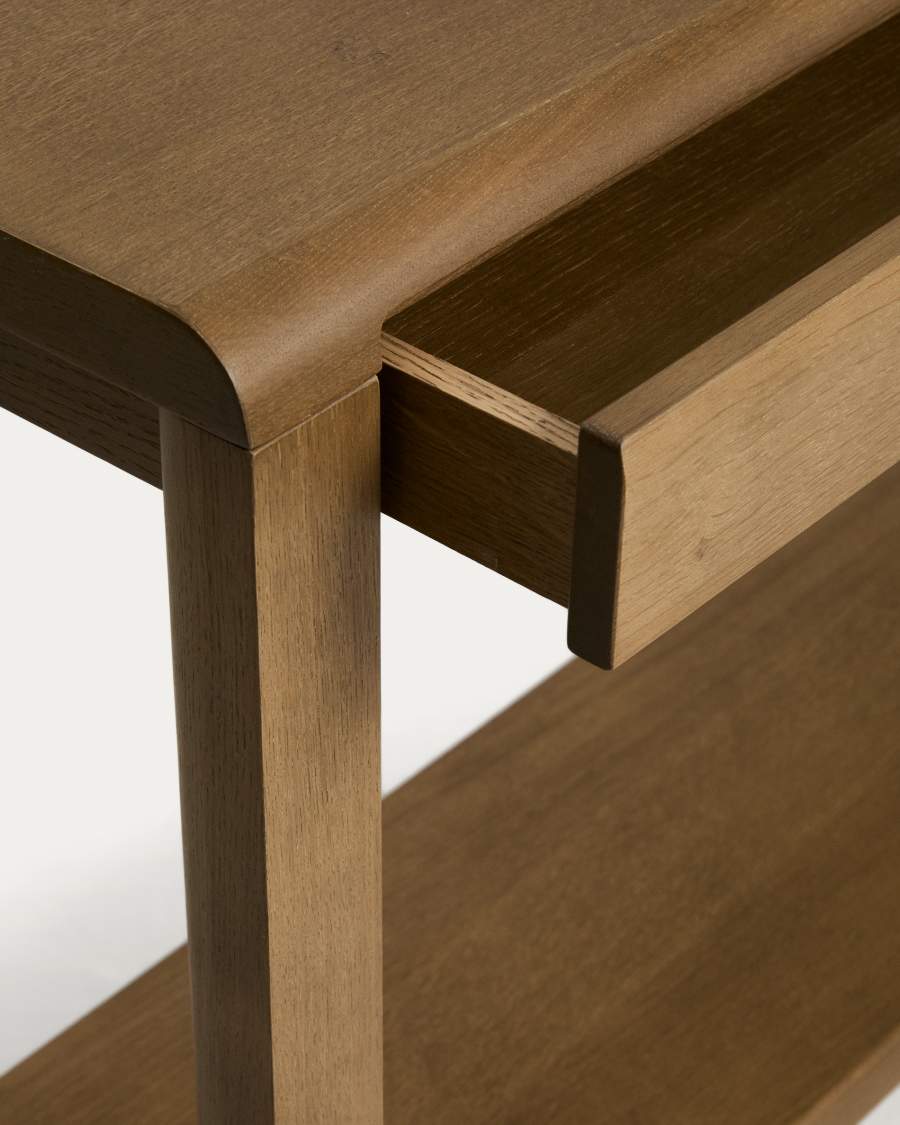 Arelida sideboard made of oak veneer and solid oak wood with light brown finish 80 x 35cm