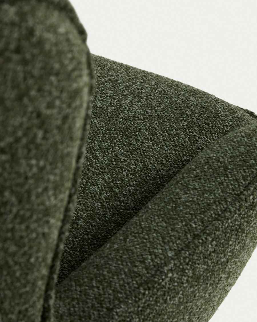 Sorile swivel armchair in dark green chenille and steel with black finish FSC 100%