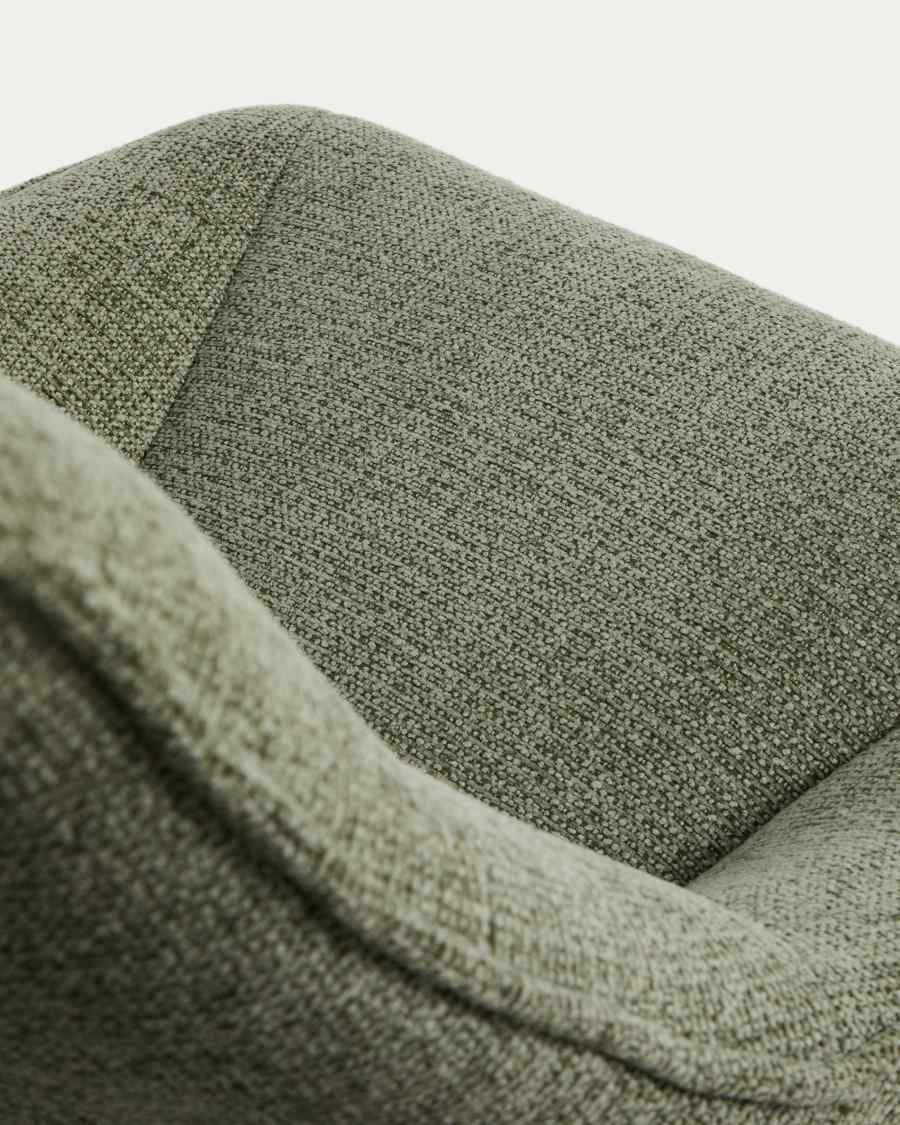 Dirala swivel armchair in green chenille and steel with black finish FSC 100%