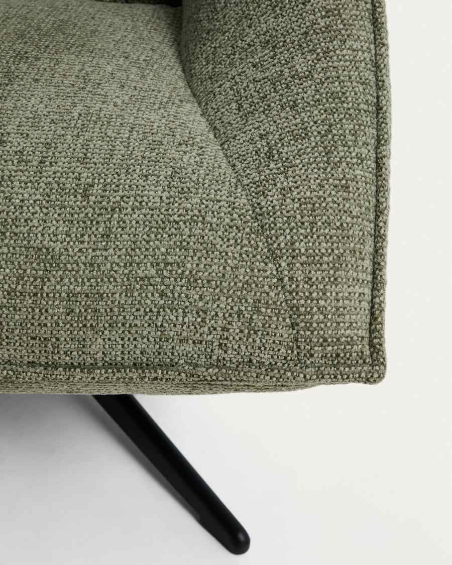 Dirala swivel armchair in green chenille and steel with black finish FSC 100%