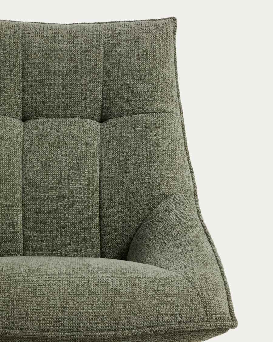 Dirala swivel armchair in green chenille and steel with black finish FSC 100%