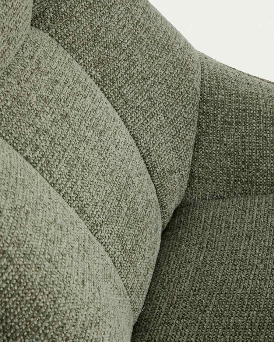 Dirala swivel armchair in green chenille and steel with black finish FSC 100%