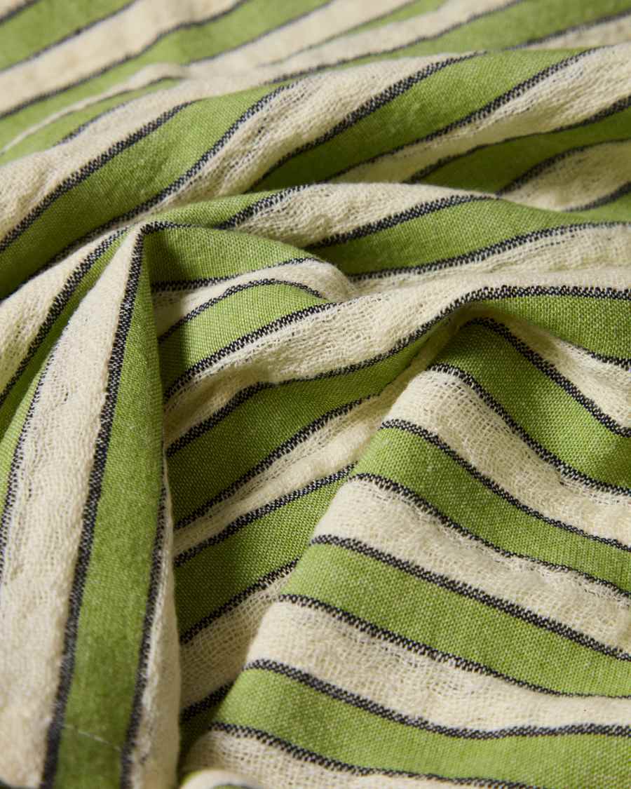 Ulena set of 2 green striped 100% cotton napkins 35 x 35cm