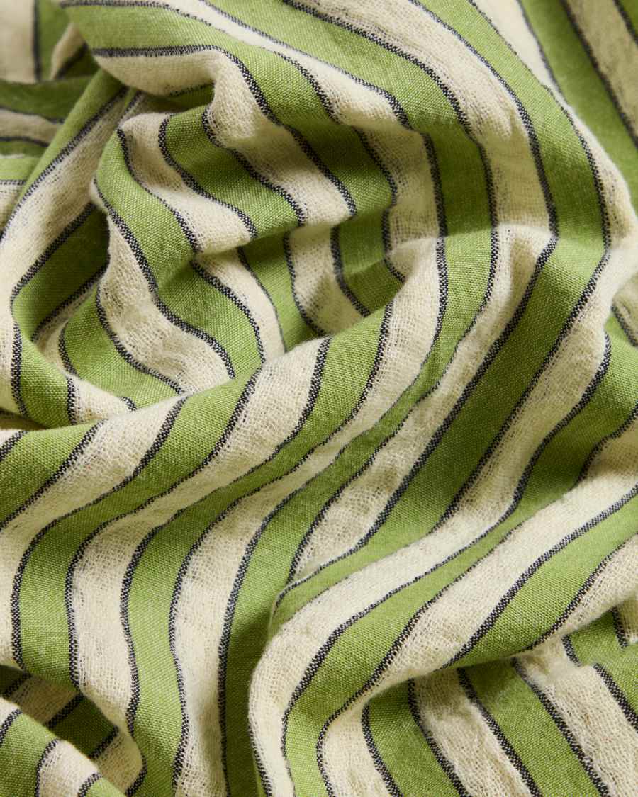 Ulena green striped 100% cotton tablecloth 170 x 250cm