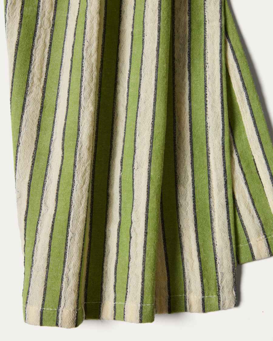 Ulena set of 2 green striped 100% cotton napkins 35 x 35cm