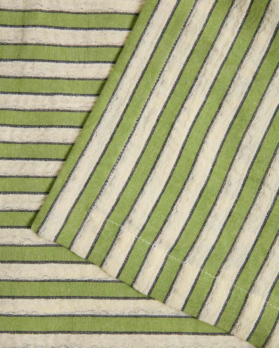 Ulena green striped 100% cotton tablecloth 170 x 250cm