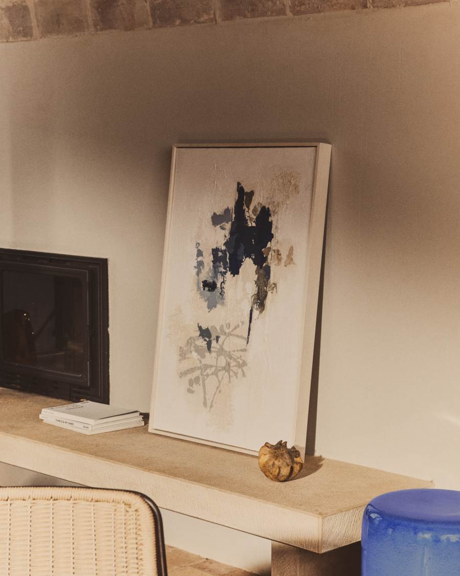 Πίνακας αφηρημένης τέχνης Erale γκρι και μπλε, ζωγραφισμένο στο χέρι 60 x 90 εκ