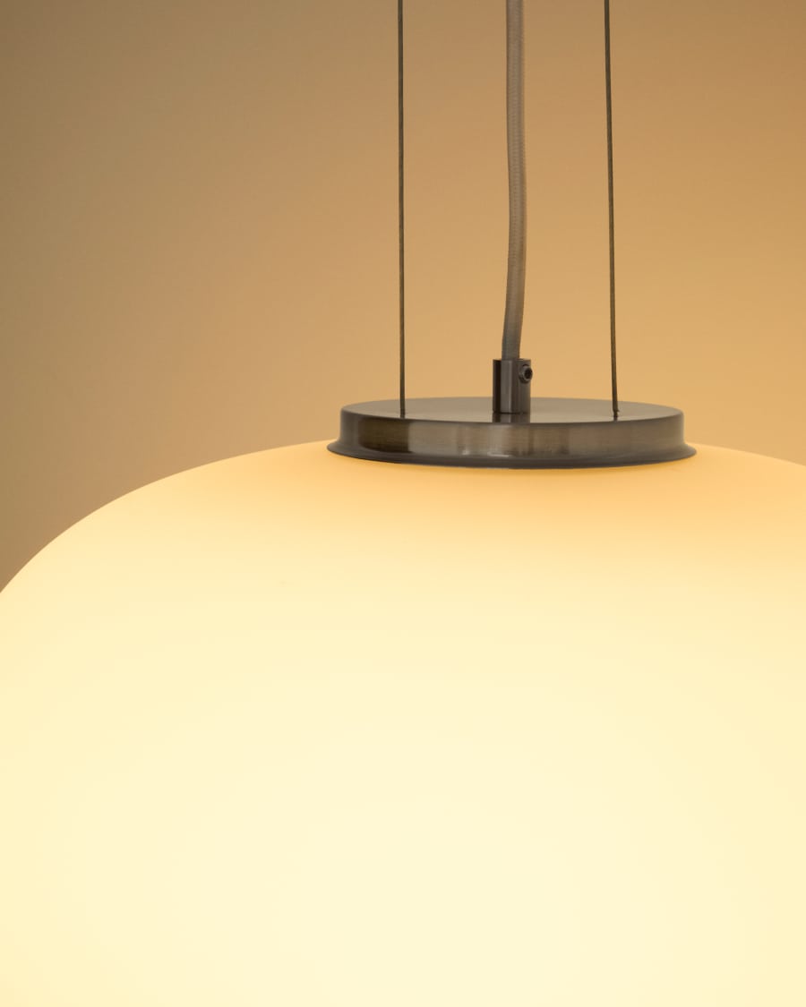 Ardali ceiling lamp in smoked glass and steel with brushed finish Ø25cm