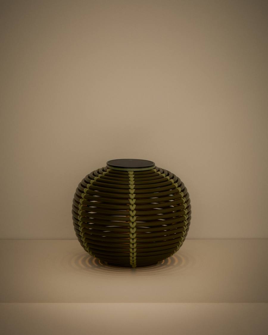 Ηλιακό επιτραπέζιο φωτιστικό εξωτερικού χώρου Garoina LED σε πράσινο συνθετικό ρατάν Ø25 εκ