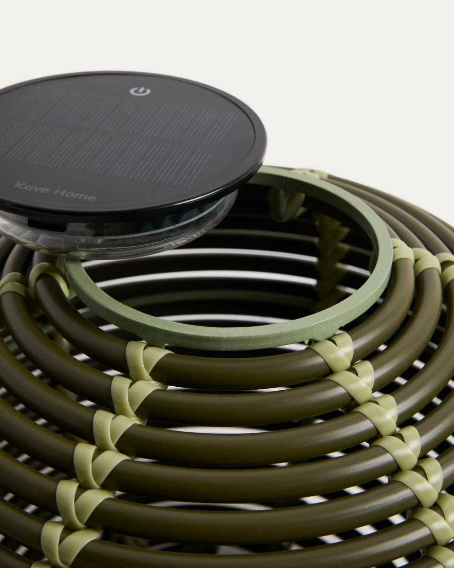 Ηλιακό επιτραπέζιο φωτιστικό εξωτερικού χώρου Garoina LED σε πράσινο συνθετικό ρατάν Ø25 εκ