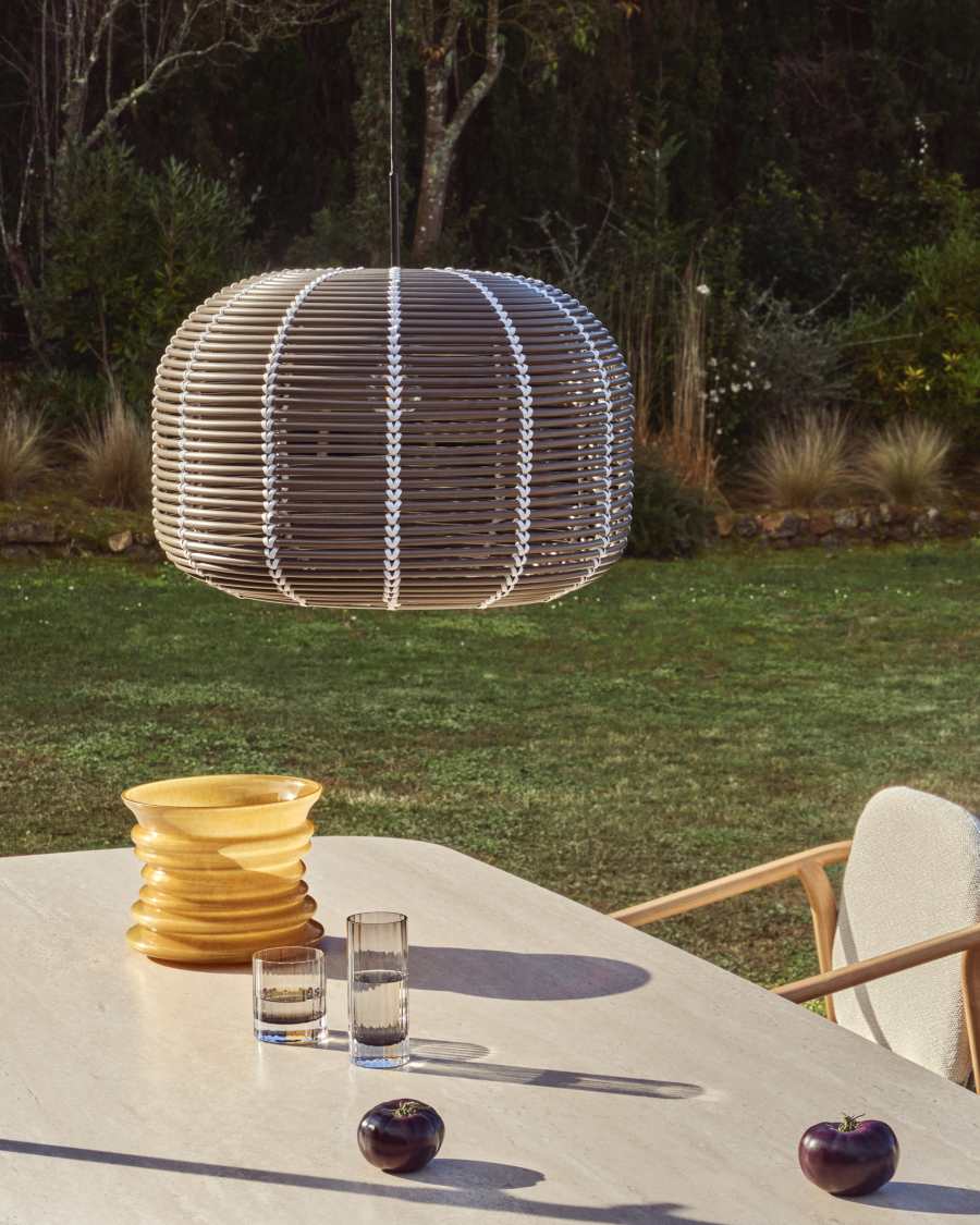 Garoina lampshade for outdoor ceiling lamp in taupe synthetic rattan Ø 50cm