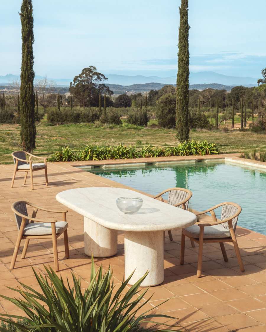 Elunda stackable outdoor chair in solid teak wood FSC 100%