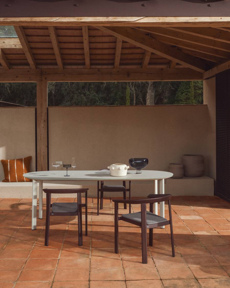 Vase Odra aus ecrufarbener Keramik mit glänzendem Finish, 17 cm