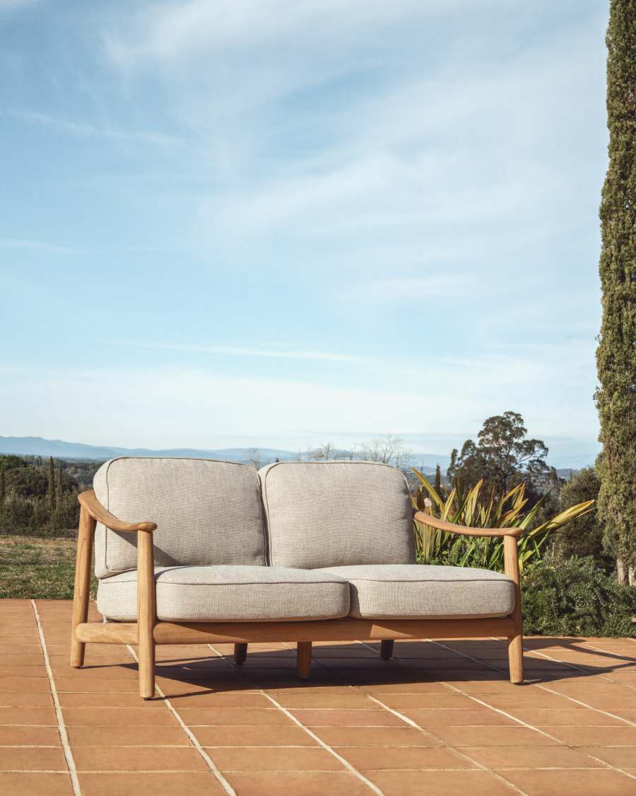 Elunda 2-seater outdoor sofa in solid teak wood FSC 100% 149cm