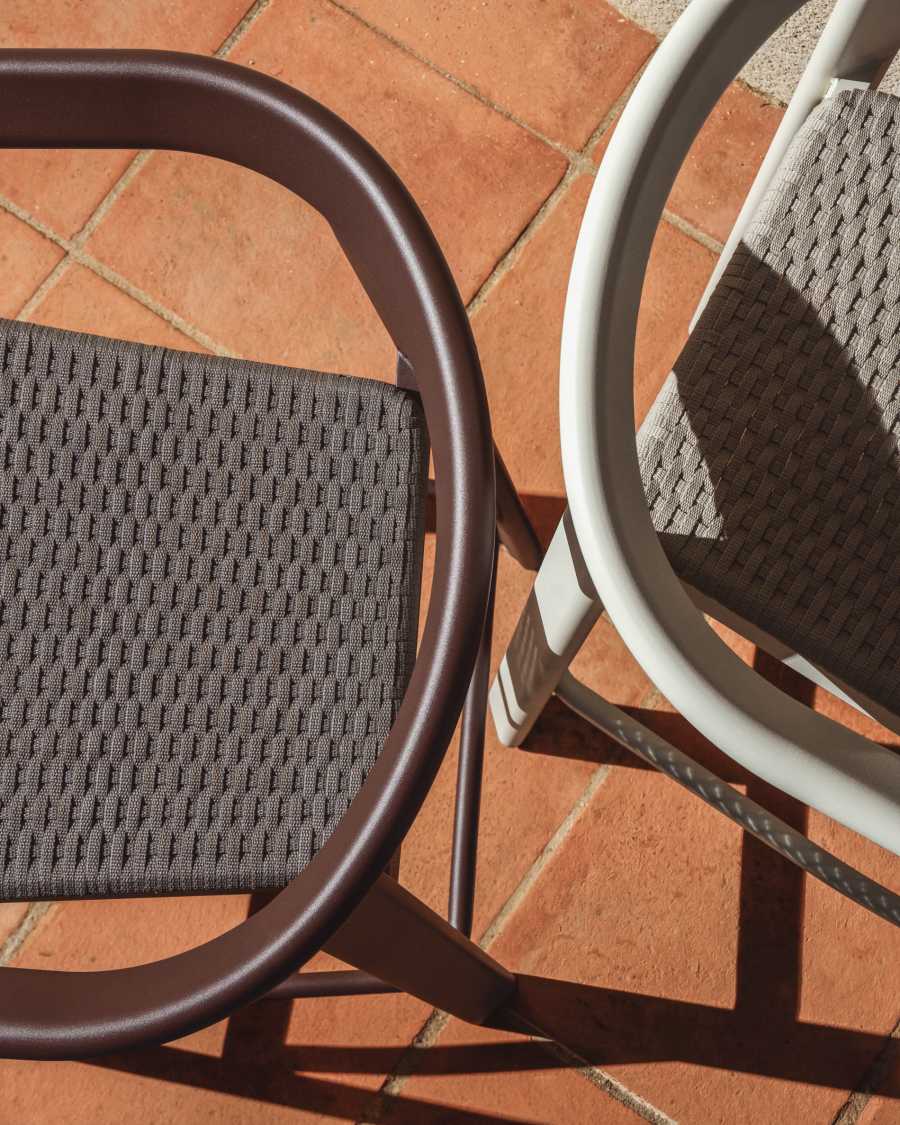 Σκαμπό Erice από αλουμίνιο και καφέ σχοινί 75 εκ